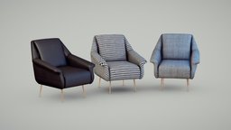 Set of Armchairs armchair, set, chairs, seat, fabric, pbr, lowpoly, chair