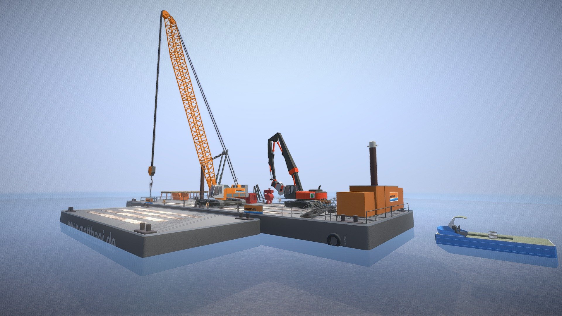 Here is an animated visualisation for Matthaei a German waterways engineering company. 

This low-poly visualization shows the demolition and the removal of an old ocean platform. 

 - Demolition Visualization (Platform M) - 3D model by VIS-All-3D (@VIS-All) 3d model