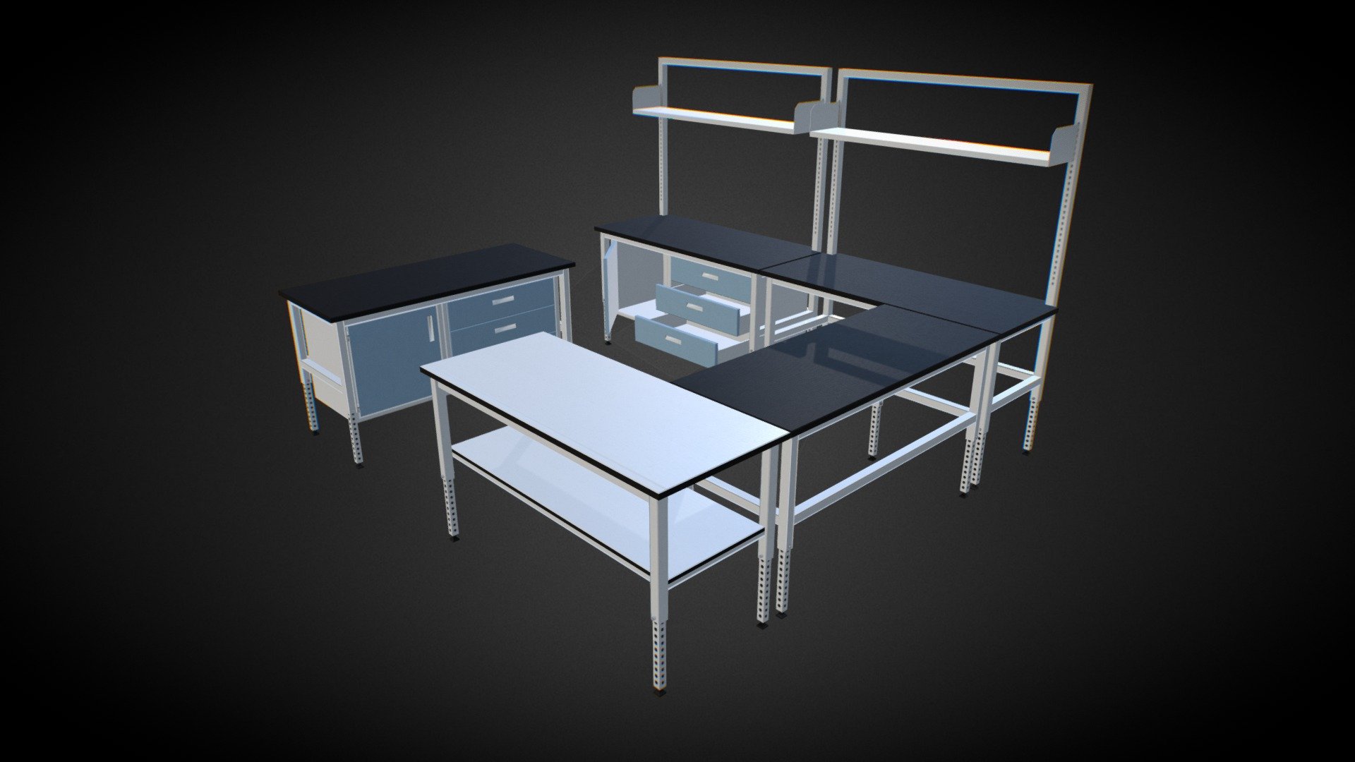 Laboratory tables for any genre of games. Used 2048x2048 PBR textures 3d model