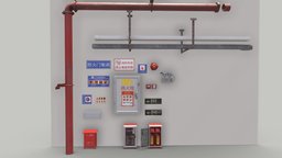 Chinese Fire-fighting Equipment pipe, extinguisher, sign, emergency, chinese, safety, box, exit, firehydrant, firefighting, interior, light