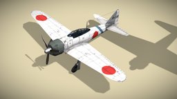 Mitsubishi A6M Zero japan, ww2, airplane, fighter, bomber, zero, interceptor, mitsubishi, propeller, aircraft, vehicle, lowpoly, military, gameasset, plane, japanese, a6m
