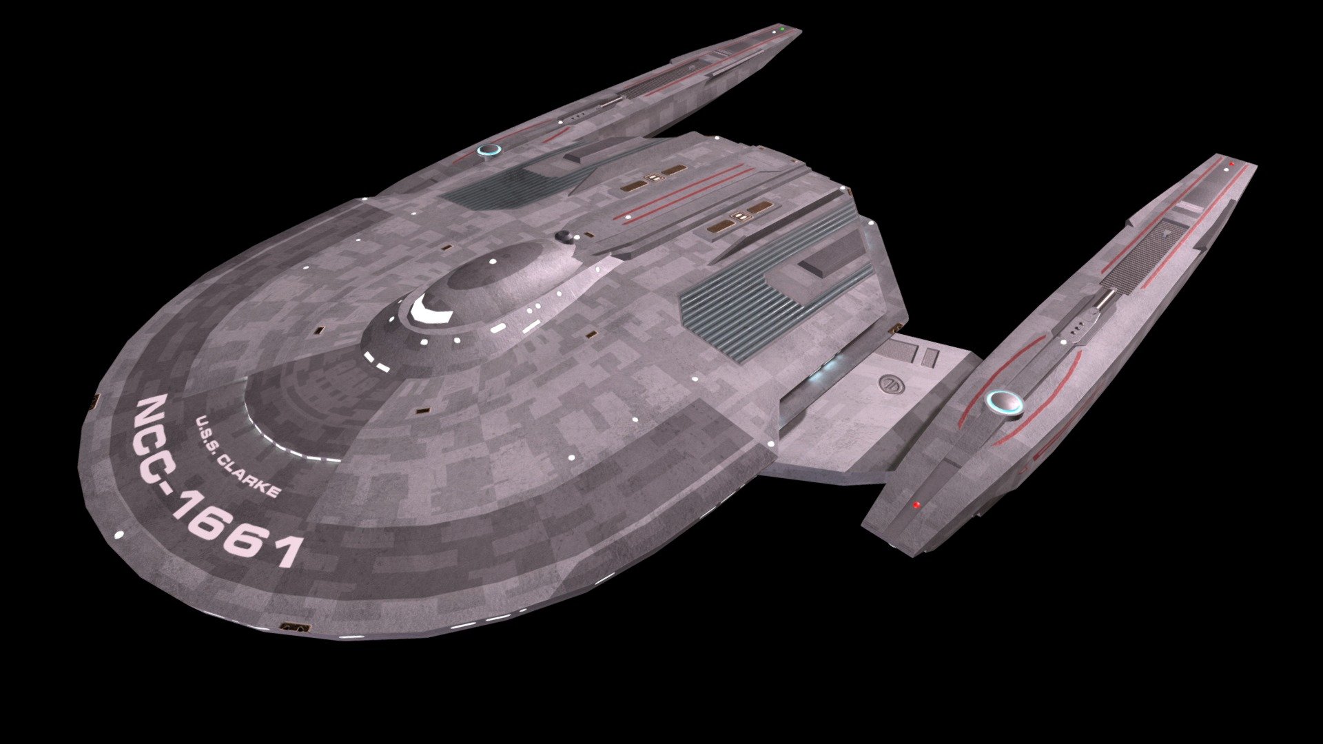 My 3D model of the Malachowski-Class starship as seen in Star Trek: Discovery's season 1 opener &ldquo;The Vulcan Hello