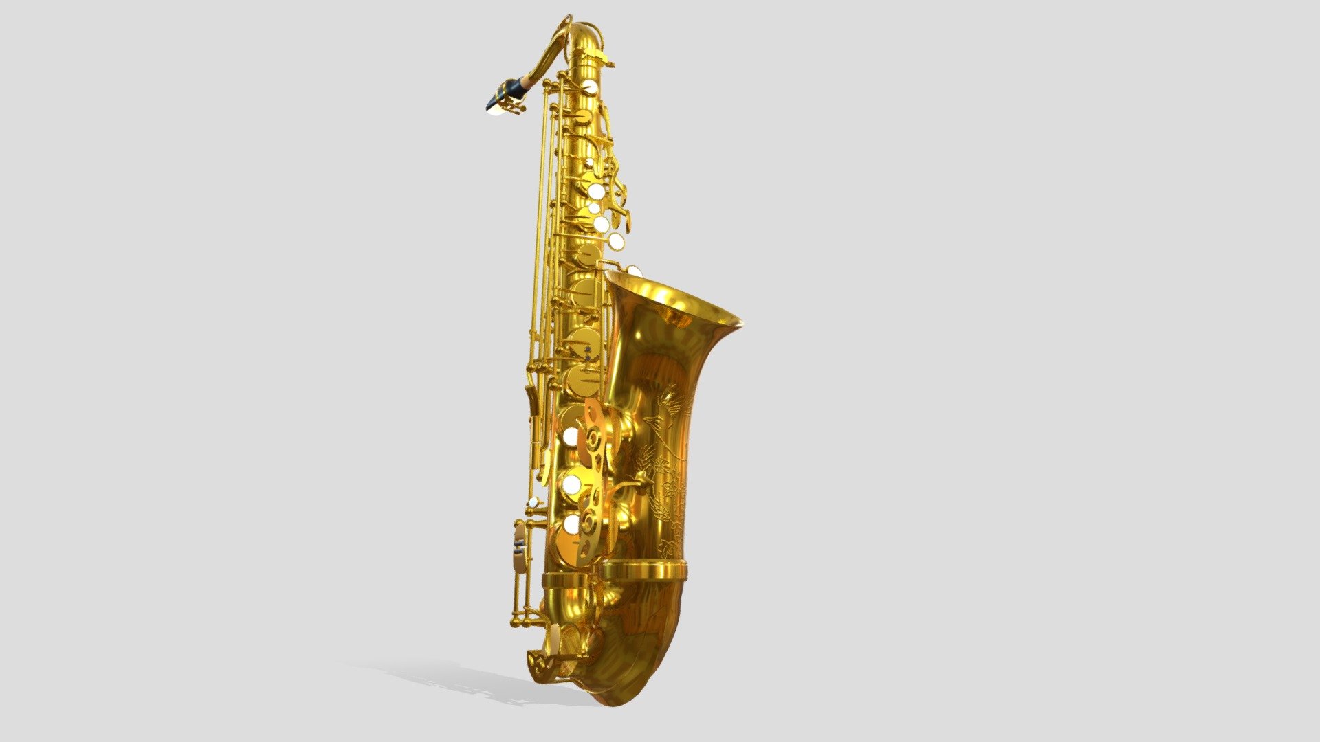 Highly detailed model of saxophone. The dimensions of the model are based on visual measurement and comparison.
In addition the 3D-Model has a all important parts for a realistic and useable key mechanism (no rigging applied), thus it can be used to animate a playing saxophone.
Minor details are missing. 

More visual presentation of the model:  https://www.artstation.com/artwork/L3Y4Rk - Realistic Saxophone - 3D model by mr_nachtmahr 3d model
