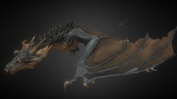 Gran Wyvern Oscuro complete, wyvern, ready, character-model, character-animation, rigged-character, character, model, animation, free, animated, dark, dragon