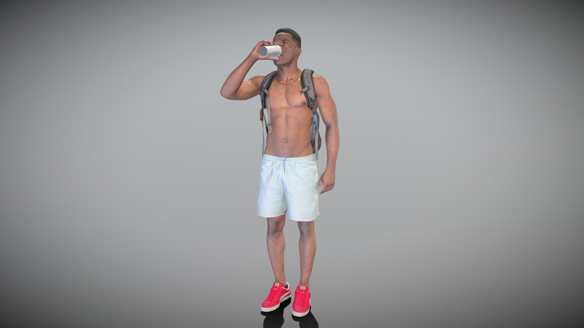 This is a true human size and detailed model of a sporty handsome young man of African appearance dressed in a sportswear. The model is captured in a casual pose to be perfectly matching to various architectural and product visualizations as a background, mid-sized or close-up character on a sport ground, gym, park, VR/AR content, etc.

Technical specifications:




digital double 3d scan model

150k &amp; 30k triangles | double triangulated

high-poly model (.ztl tool with 5 subdivisions) clean and retopologized automatically via ZRemesher

sufficiently clean

PBR textures 8K resolution: Diffuse, Normal, Specular maps

non-overlapping UV map

no extra plugins are required for this model

Download package includes a Cinema 4D project file with Redshift shader, OBJ, FBX, STL files, which are applicable for 3ds Max, Maya, Unreal Engine, Unity, Blender, etc. All the textures you will find in the “Tex” folder, included into the main archive.

3D EVERYTHING

Stand with Ukraine! - Dude with backpack drinking water 373 - Buy Royalty Free 3D model by deep3dstudio 3d model