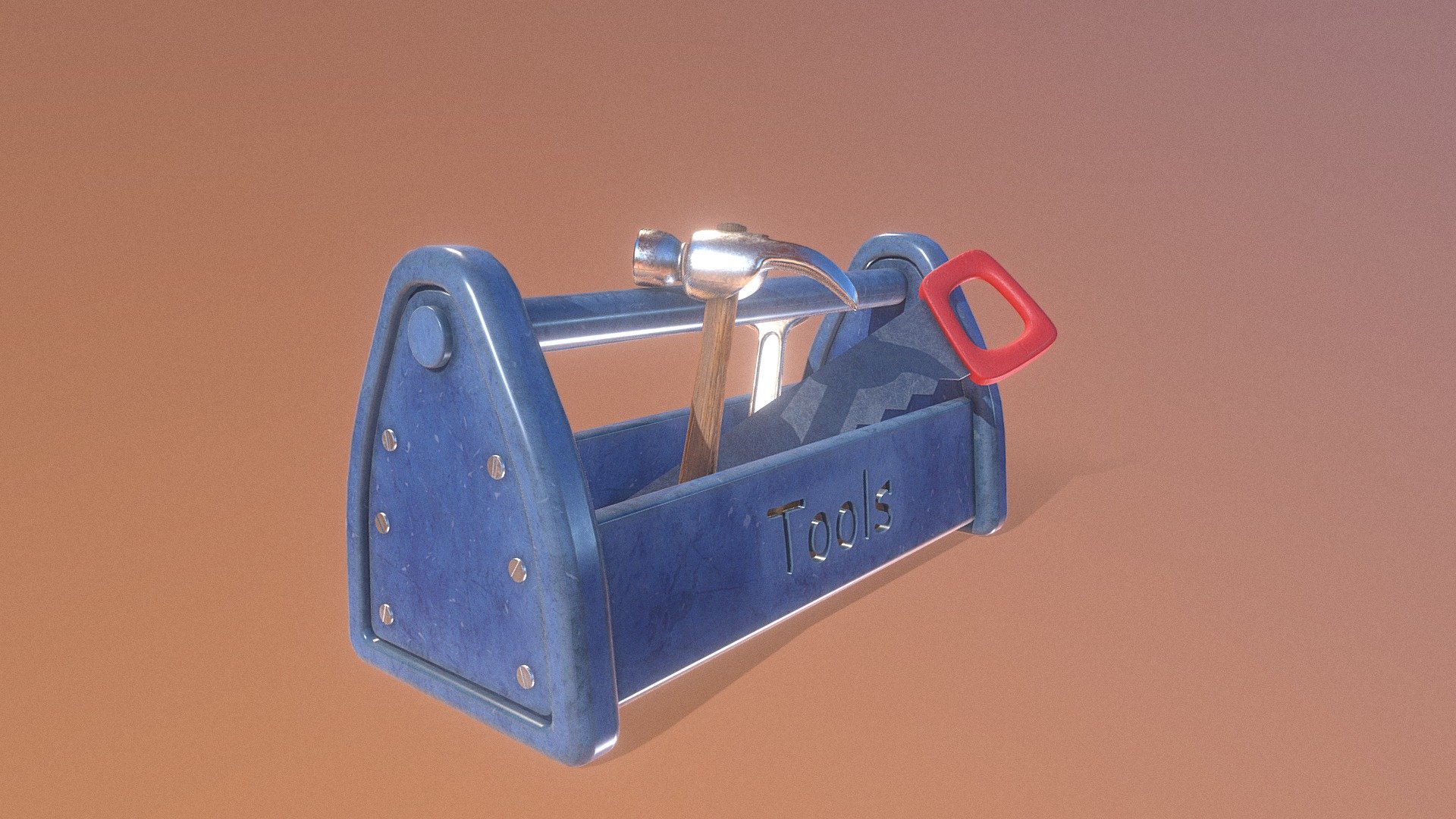 A toolbx filled with all the tools you will need in the world! This toolbox is particularly cartoonish 3d model