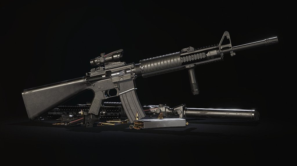 This gun is for sale at http://chamferzone.com/3d-shop/ (Textures for Unity, CryEngine and UE4 included)

Hi! I’m Tim – Senior 3D Artist at Ubisoft Toronto, previosly 3D Artist at Crytek. 
Titles I worked on include Far Cry 4, the Crysis series, Splinter Cell: Blacklist as well as other non disclosed titles. Everything I have in my catalog is triple A quality content for your indie project. 

Have a look at my comprehensive tutorials and 3D assets on my website at www.chamferzone.com 

You will also find free tutorials and weapons there that you can use for your projects. Questions? Message me through www.facebook.com/chamferzone

Cheers!, Tim - M16A4 - 3D model by Tim Bergholz - ChamferZone.com (@chamferzone) 3d model