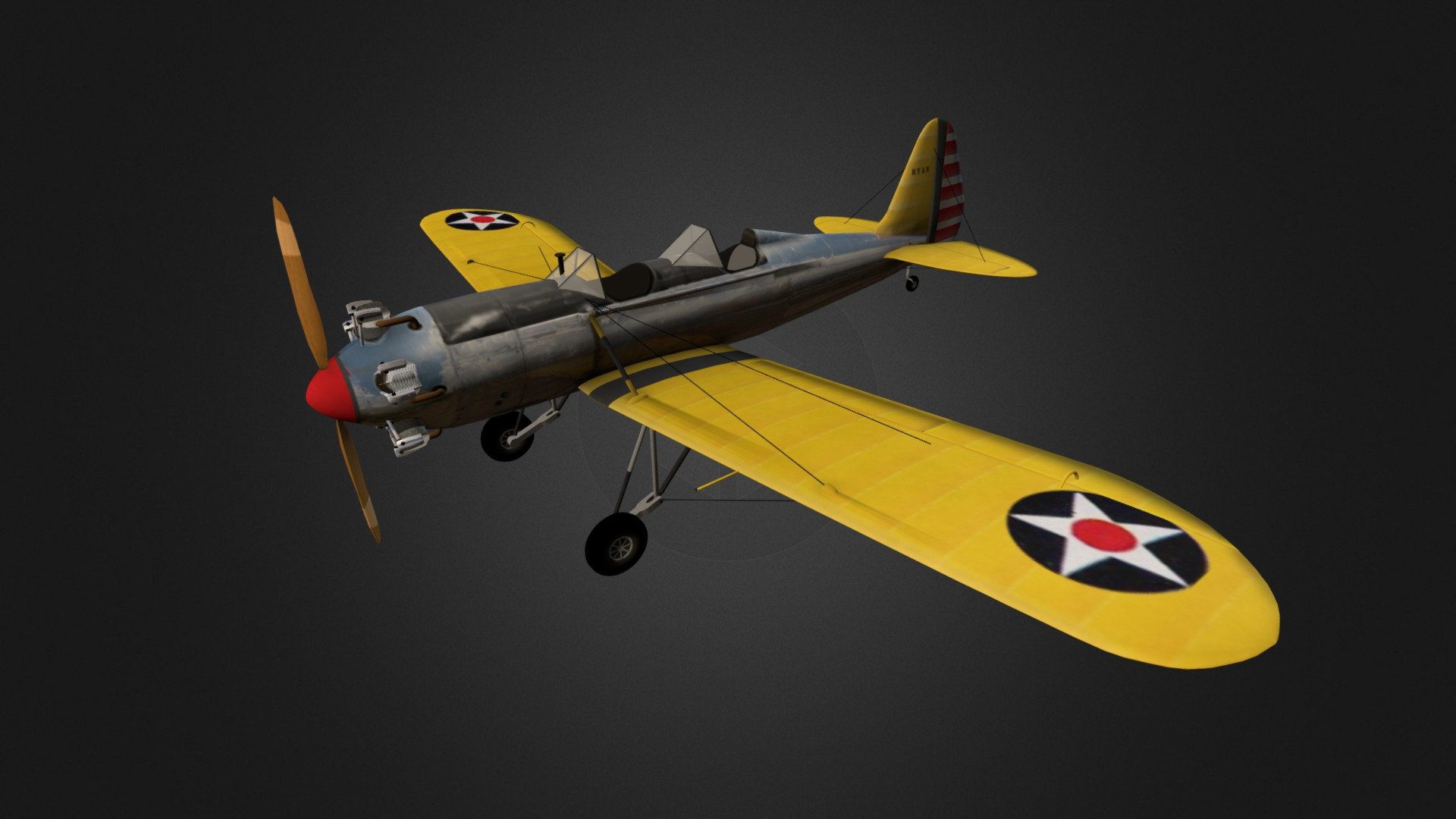 The Ryan PT-22 Recruit, the main military version of the Ryan ST, is a military trainer aircraft used by the United States Army Air Corps and its successor, the United States Army Air Forces for primary pilot training. (Wikipedia) - Ryan PT22 - 3D model by helijah 3d model