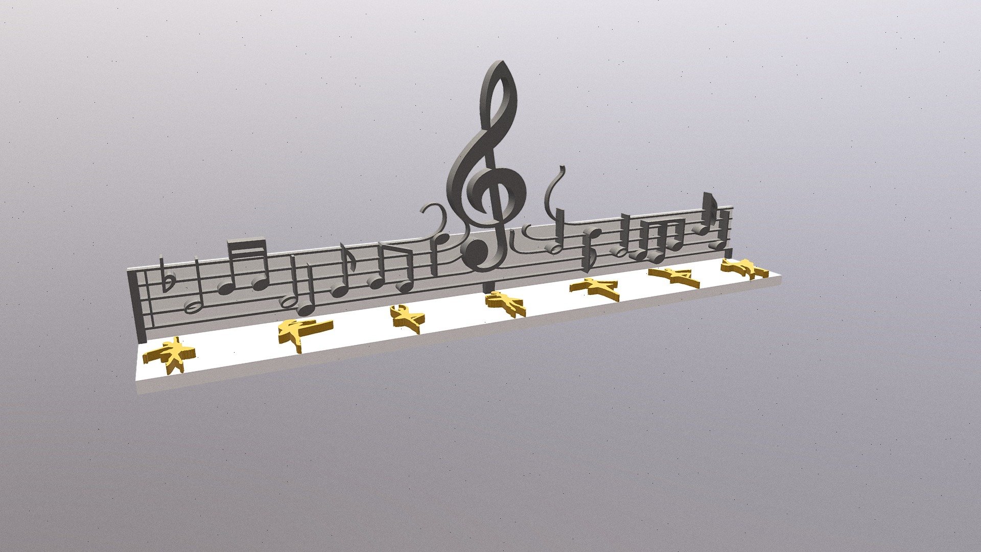 Notes de musique décoration pour piano - Notes de musique décoration - 3D model by grabennouitch 3d model