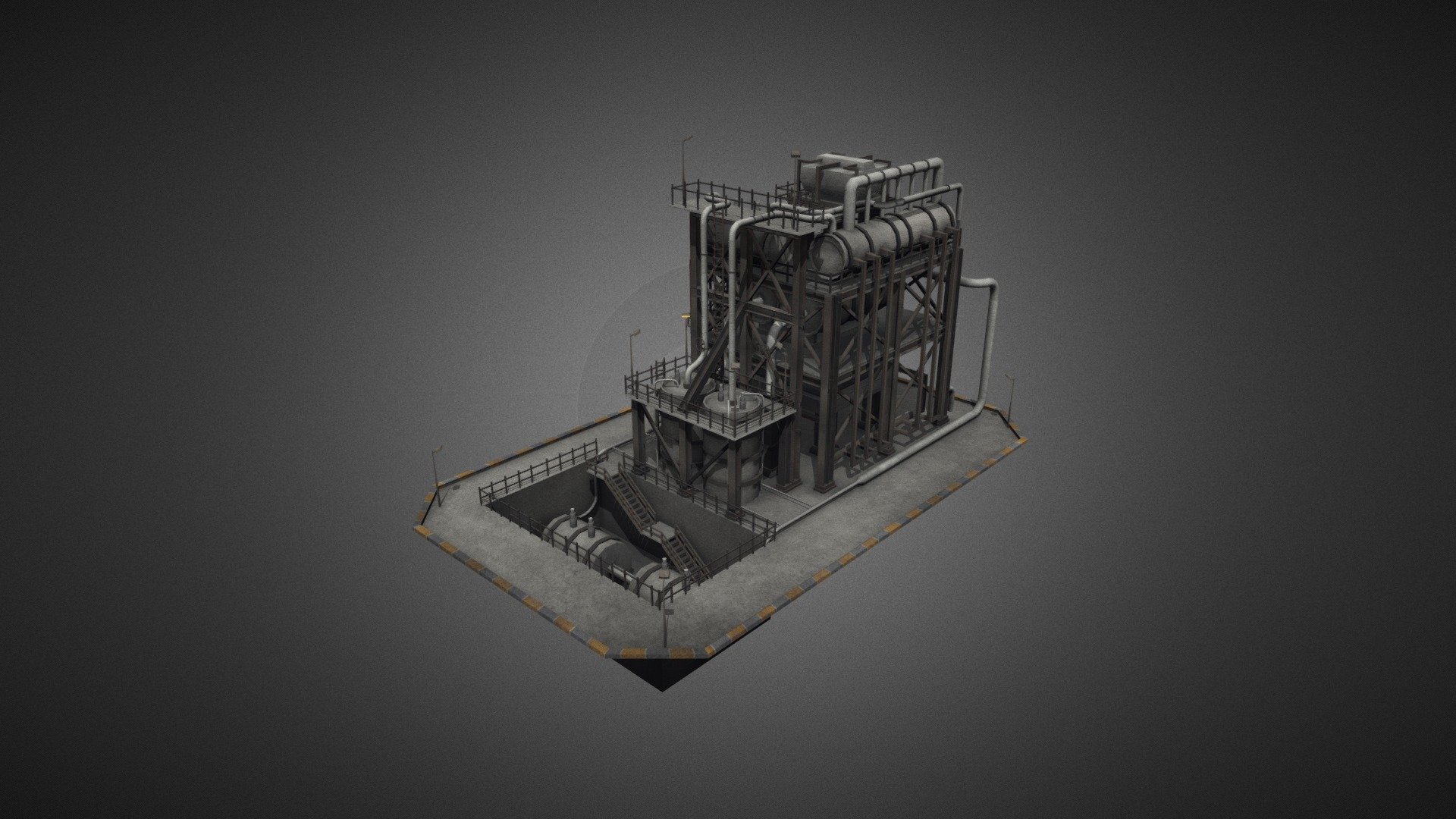 Low poly game-ready 3d model of an Oil Refinery 05 for Virtual Reality (VR), Augmented Reality (AR), games and other real-time apps 3d model