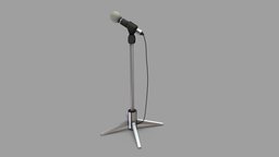 Standing Microphone music, stand, standing, shiny, chrome, mic, microphone, pbr, low, poly
