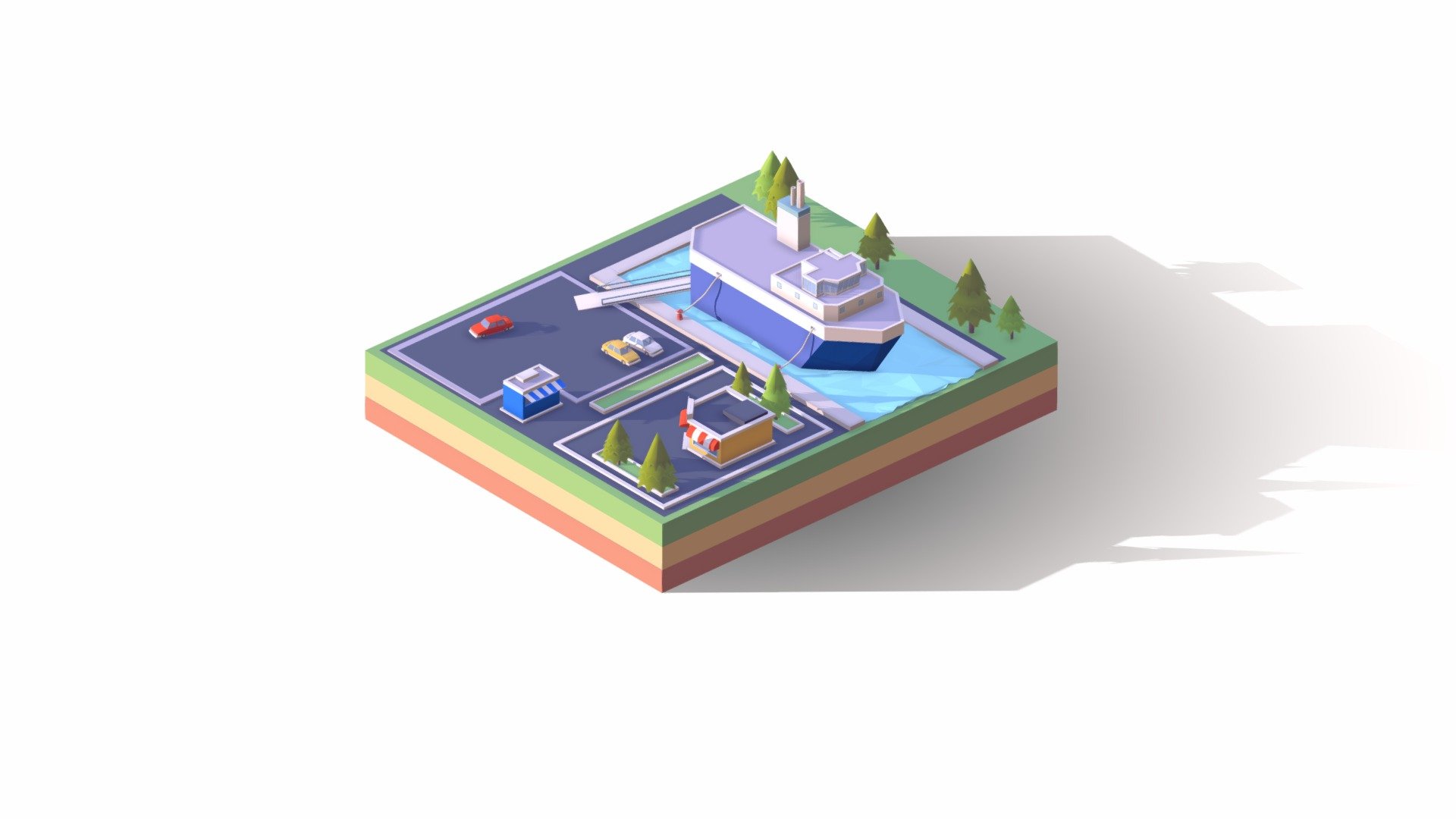 Cartoon Low Poly Car Trader Ship Low Poly Illustration

Procedural textured

Game Ready, AR Ready, VR Ready

Include Ship, trees, landscape,cars, buildings
 - Low Poly Car Trader Ship Animated Illustration - Buy Royalty Free 3D model by antonmoek 3d model