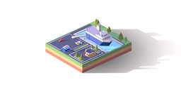 Low Poly Car Trader Ship Animated Illustration