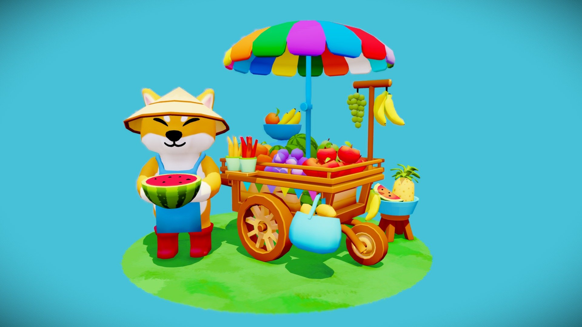 Hello everyone,

This is my submission for the street food challenge hosted by @rosiejarvis  I had a great time making it. My theme is about a fruit vendor cart. I wanted to keep it colorful and simple. This was created with Blender. It was a nice fun challenge and to use sketchfab for presentation. Although there was room for improvements maybe at some point in future after the contest I might add new updates to this scene. Good luck to everyone participating. I hope you like it. Thank you for viewing :) - Fruit Cart - Street Food Challenge - 3D model by Farrukh 3d model