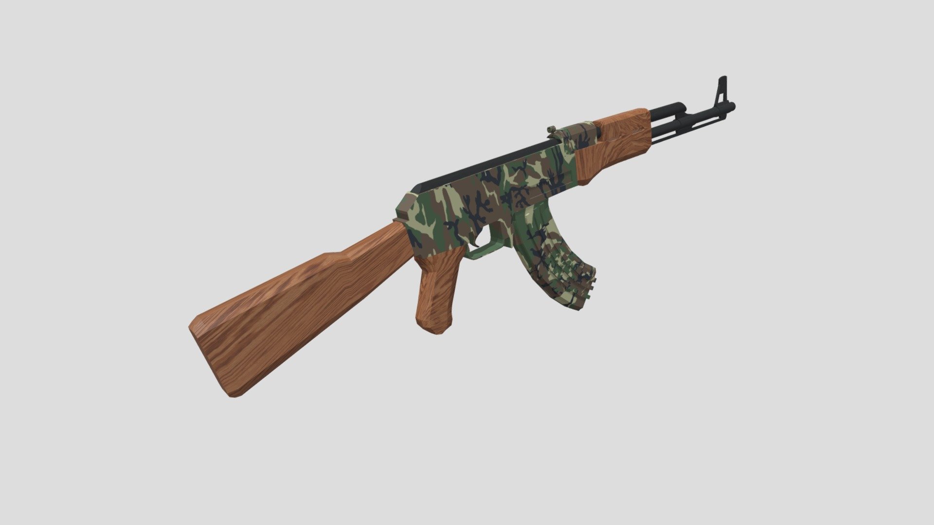 A model of an AK-47 made in blender - Camouflage AK-47 - Download Free 3D model by FredScheffel 3d model