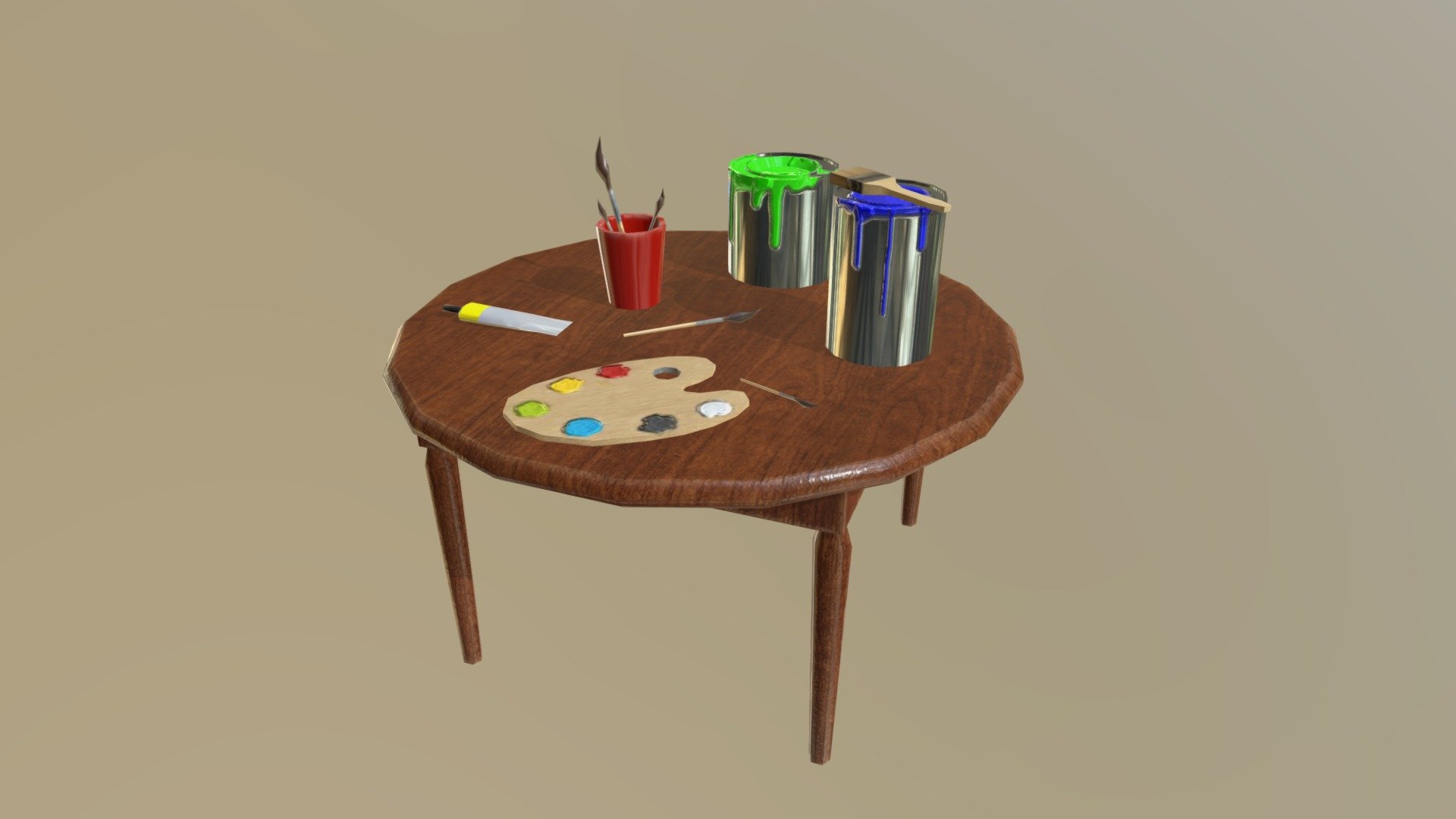 Artist's table - 3D model by Imperial_Syndrome (@GodSatan_Games) 3d model
