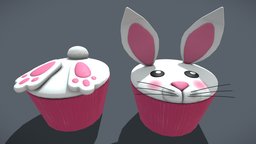 Easter Bunny Top and Bottom Cupcakes food, rabbit, bunny, device, cute, kids, cake, cg, toy, cupcake, easter, bakery, treats, funny