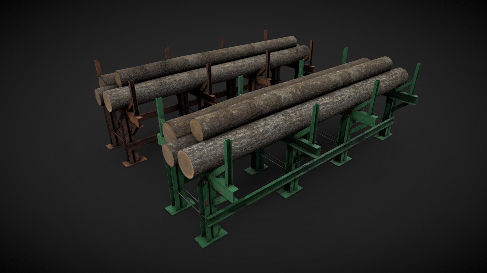 Wood rack for industrial visualizations 

4k PNG PBR textures included 

Painted and heavy rusted 

Non overlapped UVs 3d model