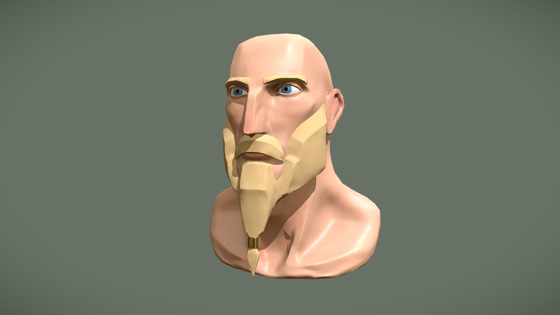 This low poly (&lt;8k tris) stylised Norse-inspired head bust was modelled in Z-brush and textured (2048x2048p) in Substance Painter 3d model