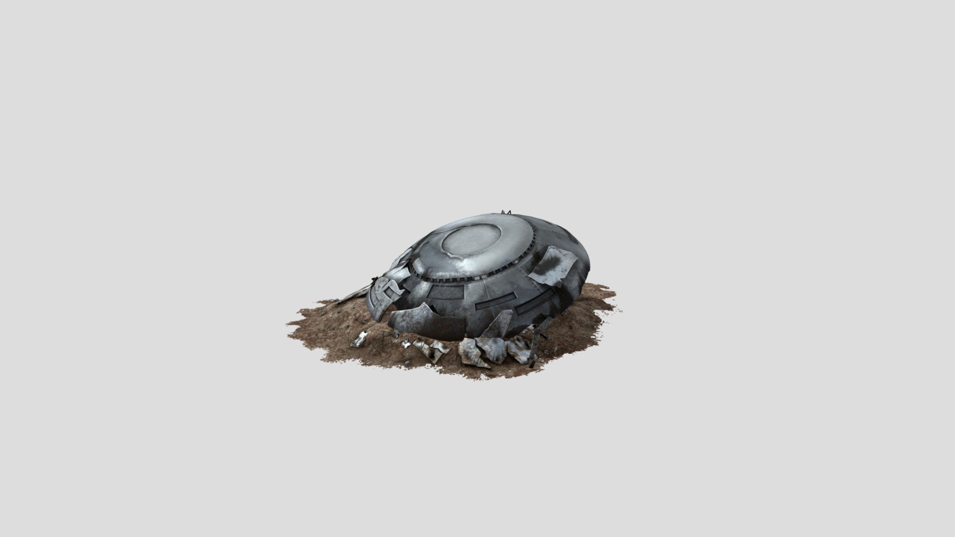 This is a crashed UFO (Unidentified Flying Object) 3d model