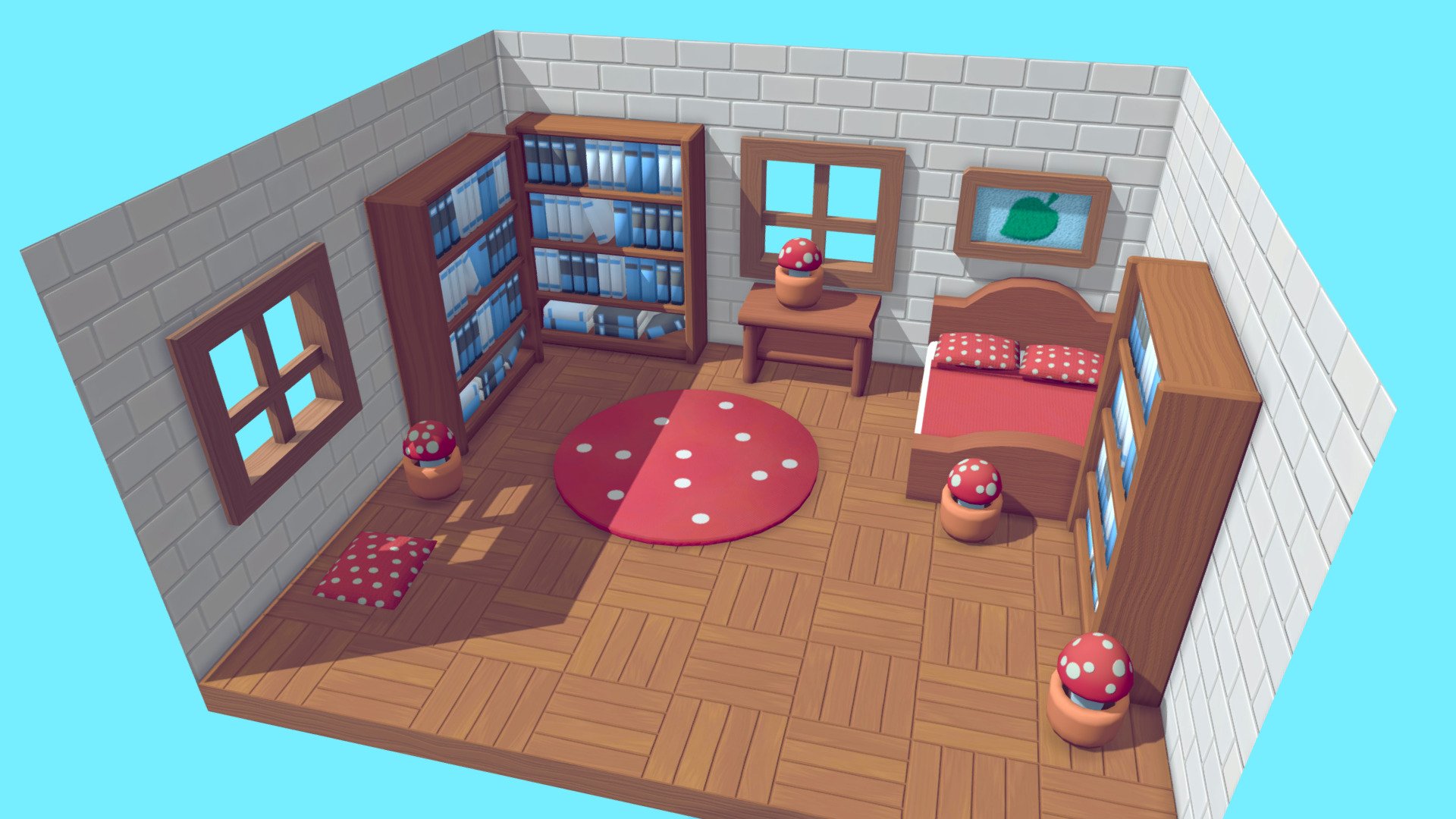 A cute lil room I made as a test project for a client - inspired by cottagecore a bit c: - Mushroom Room - 3D model by Rick Hoppmann (@tinyruin) 3d model