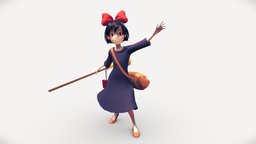 Kikis Delivery Service Kiki Model/Animation Rig castle, toy, rig, service, ghibli, away, delivery, kiki, howl, spirited, kikis, game, low, poly, model, animation, anime, japanese