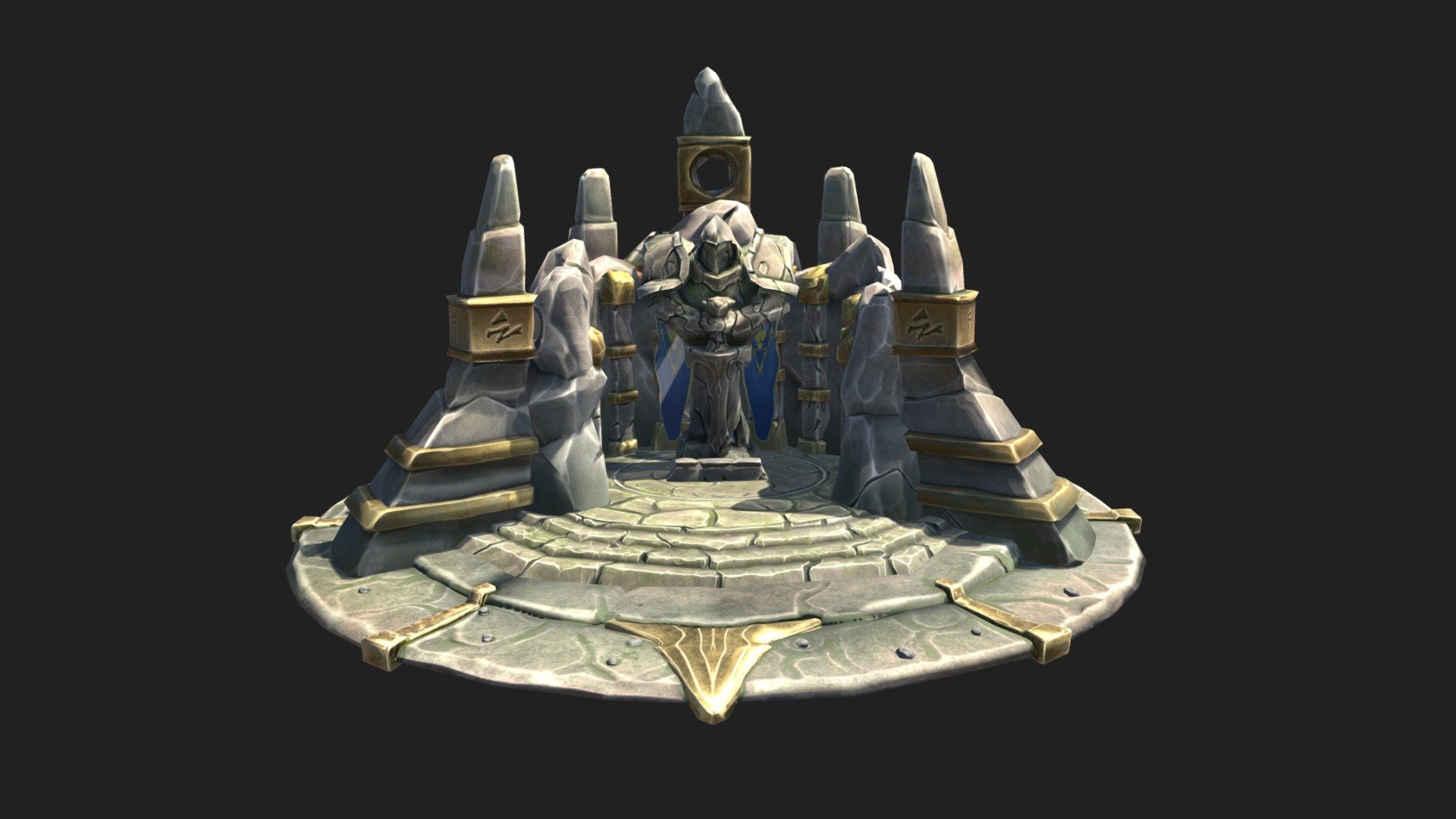 [WoW Fan Art] Alliance Altar
In the big mountains of the Eastern Kingdoms, there are temples dedicated to the holy Alliance. This is an Altar dedicated to the Soldiers of the Alliance, where people prey for them, facing the big statue in the middle of the Temple, sometimes offering presents on the old stone table in front of the statue.

https://www.artstation.com/artwork/Z5YbDN - WOW FANART Alliance Praying Altar - 3D model by Arkanis 3d model