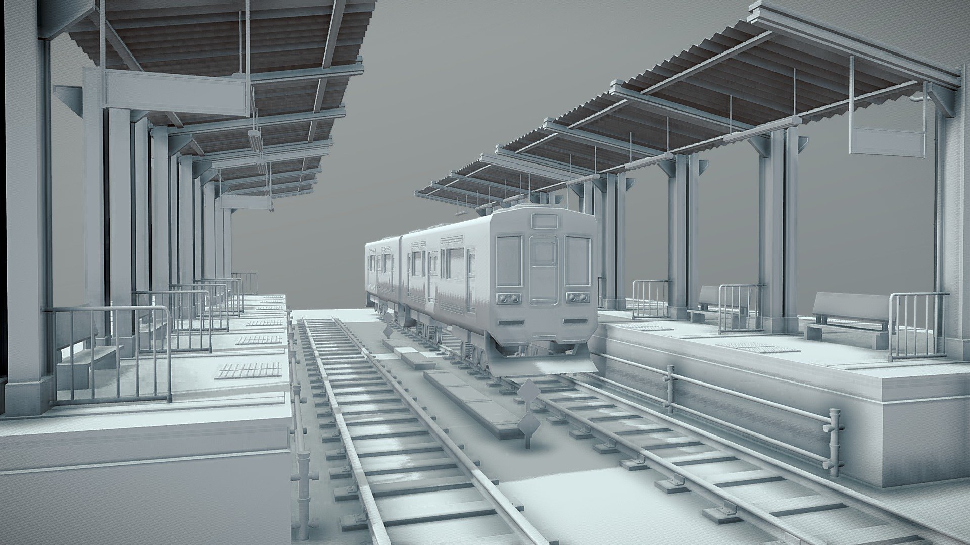 This is an untextured model of a Japanese inspired railway train and station. The model was created using Autodesk Maya. This model could be used for an Anime game, series, or Manga. it could be utilized as a 3D concept helping speed up the animation process for studios. Or could be textured and utilized as a background scene 3d model