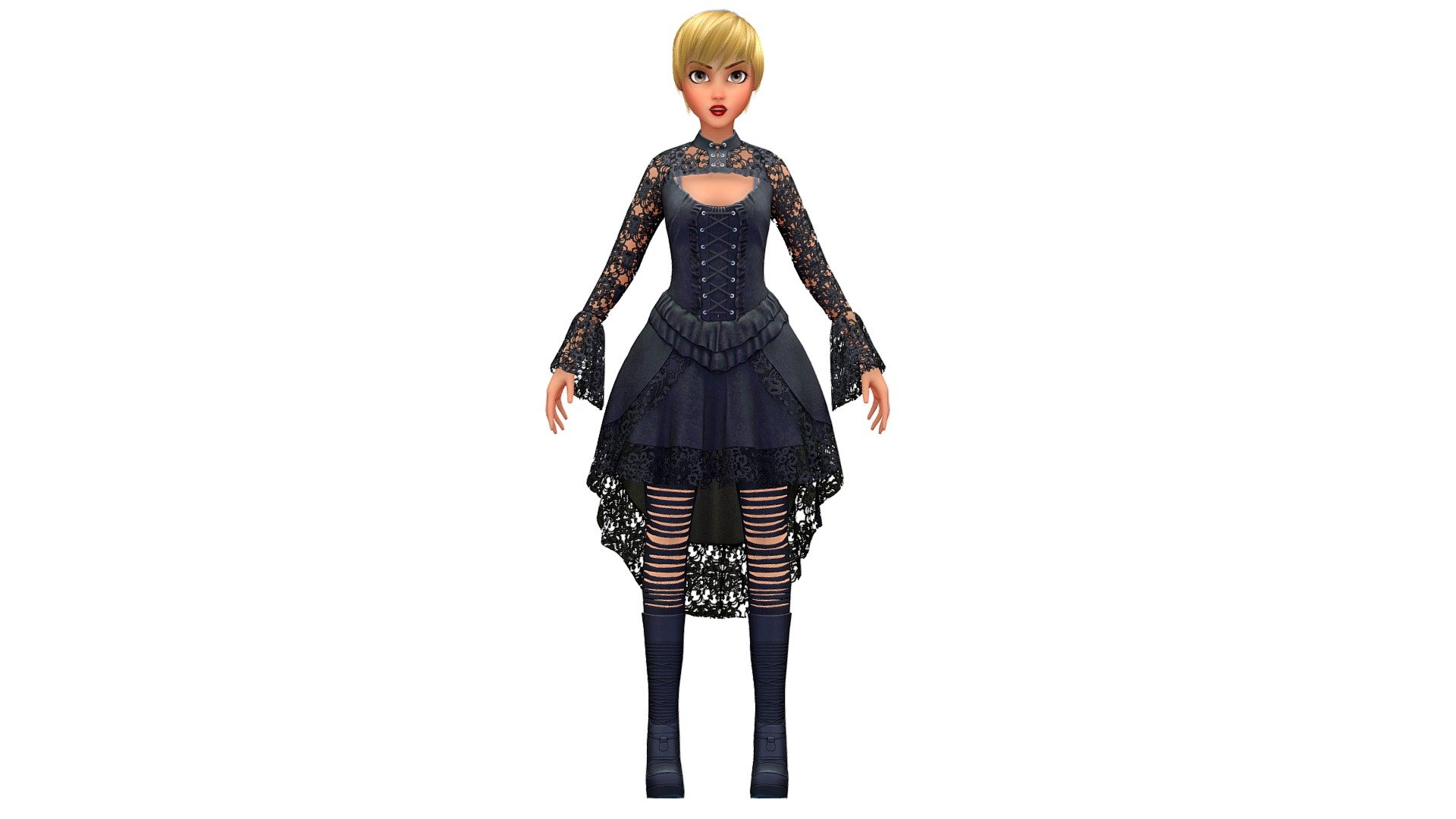Gothic Female Outfit 3D model