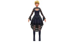 Cartoon Low Poly Gothic Style Girl Avatar 3 body, toon, style, dressing, avatar, cloth, fashion, women, hipster, clothes, torso, collection, skirt, stockings, young, goth, shoes, boots, gothic, woman, costume, casual, lace, cape, corset, diffuse-only, veil, cleavage, -woman, metaverse, tights, hairstyle, -girl, baked-textures, dressing-room, dressingroom, character, girl, cartoon, "textured", "clothing", "costplay"