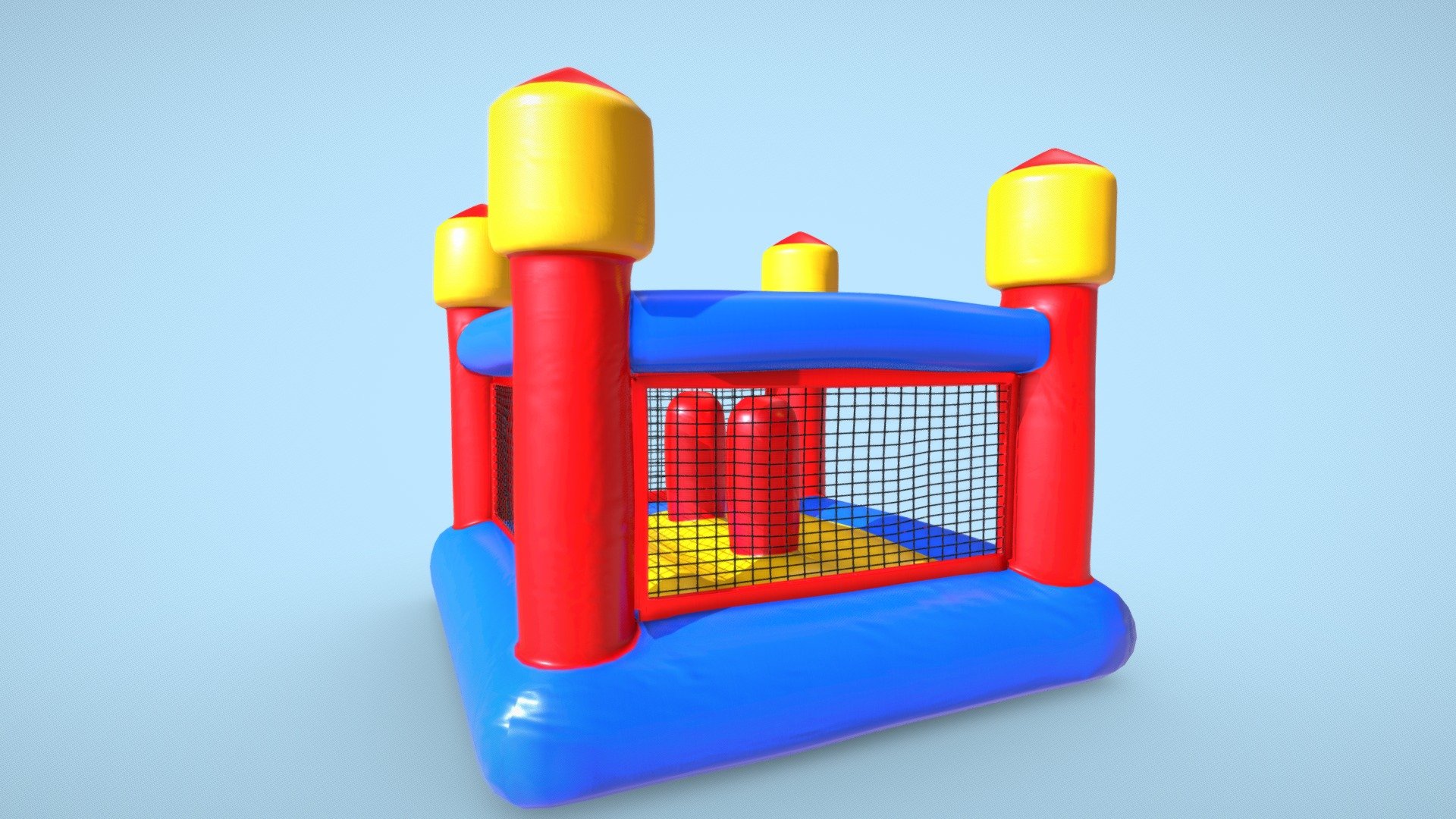 This is a 3D model of an Inflatable Castle family fun gladiator

Made in Blender 2.9x (Cycles Materials) and Rendering Cycles.
Main rendering made in Blender 2.9 + Cycles using some HDR Environment Textures Images for lighting which is NOT provided in the package!

What does this package include?

3D Modeling of a Inflatable family fun gladiator
2K and 4K Textures (Base Color, Normal Map, Roughness, Ambient Occlusion) 

Important notes 

File format included - (Blend, FBX, OBJ, MTL)
Texture size -  2K and 4K 
Uvs non - overlapping
Polygon: Quads
Centered at 0,0,0
In some formats may be needed to reassign textures and add HDR Environment Textures Images for lighting.
Not lights include 
Renders preview have not post processing
No special plugin needed to open the scene.

If you like my work, please leave your comment and like, it helps me a lot to create new content.
If you have any questions or changes about colors or another thing, you can contact me at  we3domodel@gmail.com - Inflatable Castle Family Fun Gladiator - Buy Royalty Free 3D model by We3Do (@giovanny) 3d model