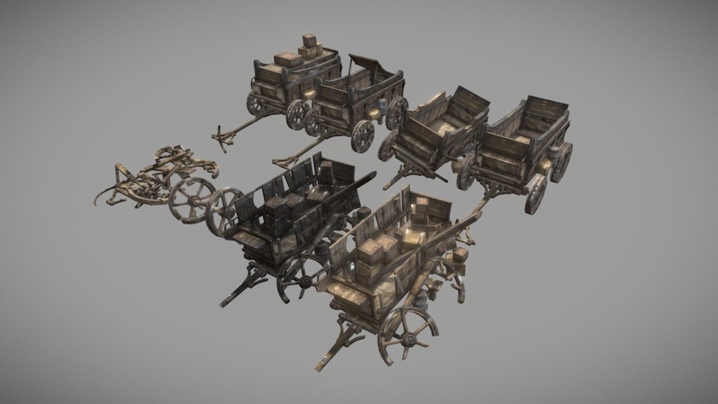 Medieval Carts - 3D model by PinkCloud Studio (@pinkcloudstudio) 3d model