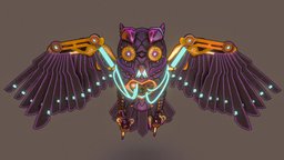 SteamPunk Owl owl, steampunk, bird, mechanical, mechanism, mecha, charactermodel, character, blender, pbr, sci-fi, creature, stylized, robot, noai