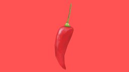 Handpainted Chili Pepper chili, chili-pepper, handpainted, blender, lowpoly, stylized, chilipepper, noai