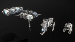 Modular Space Station Construction Kit base, starship, spacecraft, spacestation, station, game-ready, shipyard, outpost, pbs, msgdi, asset, pbr, lowpoly, scifi, ship, factory, modular, space, spaceship, noai