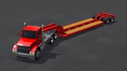 Low Poly Lowboy Trailer & Truck