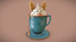 Bunnycino bunny, coffee, stylized