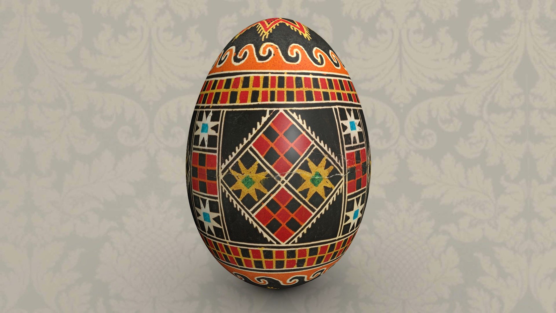 Easter egg from the region of Galicia. Calcium carbonate (eggshell); h 4,4 cm; dm 4 cm. Location: Volkskundemuseum Wien - Osterei - 3D model by noe-3d.at (@www.noe-3d.at) 3d model