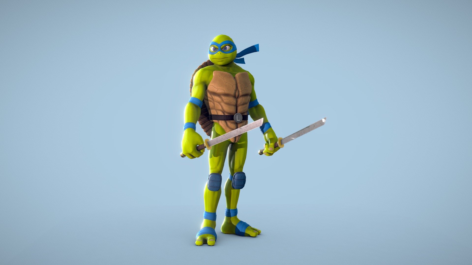 Leonardo from the TMNT universe updated to my own stylized style.

Take a look of the Teenage mutant ninja turtles collection.

This model includes an A-pose version to get rigged and the High poly version of the body 3d model