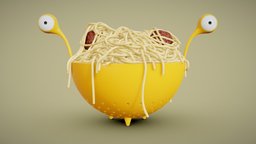 Spaghetti Monster Strainer with Noodles pasta, ramen, spaghetti, strainer, colander, fsm, meatballs, pastafarianism, monster, flying-spaghetti-monster