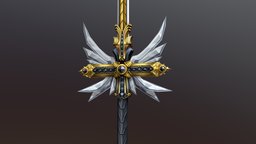 Fantasy Sword wings, sword, fantasy, gold