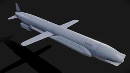 Russian X-555 air-launched cruise missile shark, missile, soviet, bomb, strategic, russia, nuke, rocket, tactical, artilery, low-poly-model, weapon, lowpoly, military, usa, x-55, noai, x-555, ha-555