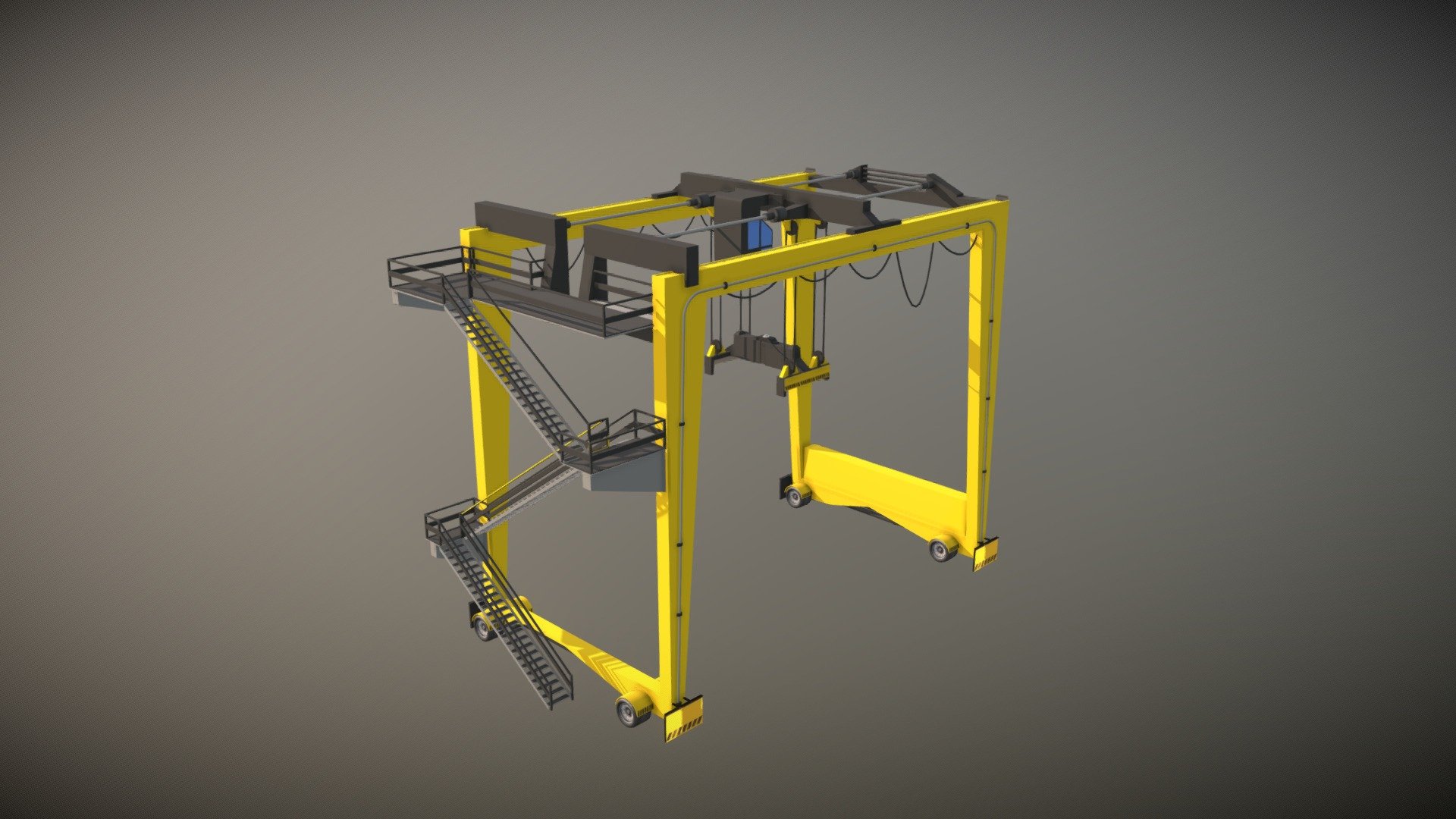 Model created to be added in port projects or container storage stations, it has a .fbx file to facilitate import into lumion, with the necessary corrections in the separate standard material and geometry - Gantry Crane for harbor - RTG - 3D model by Adriano Spies (@psygnosys) 3d model