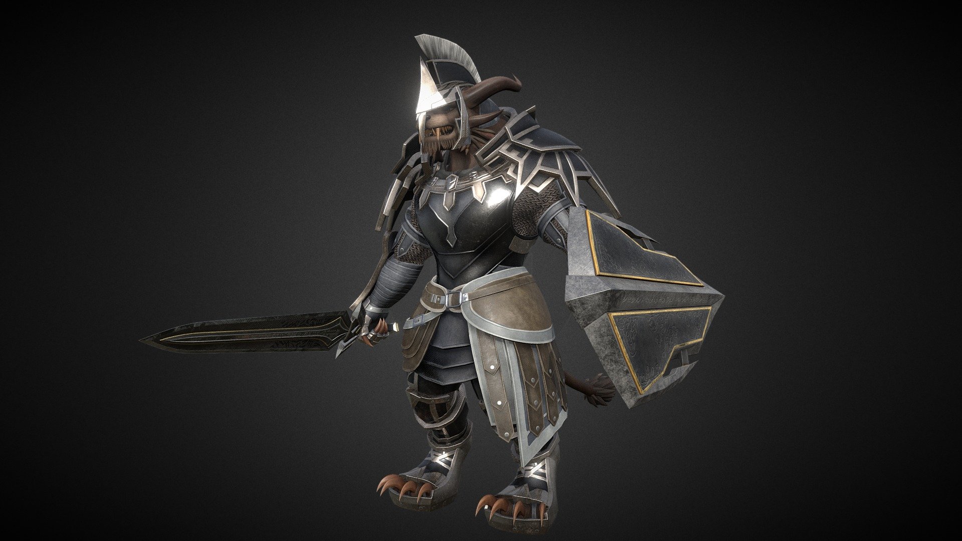 Ripa Soulkeeper, player charr character from Guild Wars 2, in full heavy Vigil's Honor Armor - Ripa Soulkeeper & Vigil's Honor Armor - 3D model by Kianga 3d model