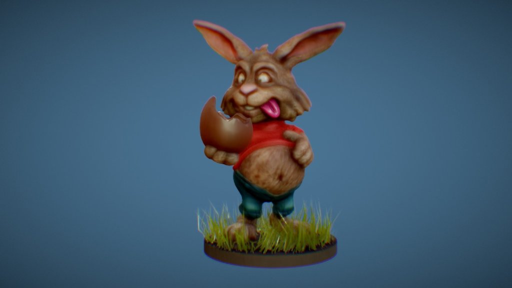 The Easter Bunny has eaten too many of his chocolate Easter eggs. Created in Zbrush and Lightwave 3D 3d model