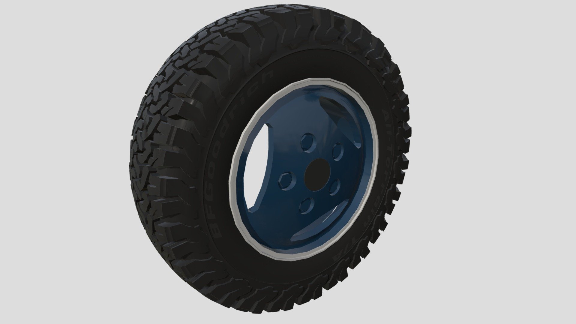 Range Rover Classic Wheel Maxxis Trepador 3d model rendered with Cycles in Blender, as per seen on attached images.

File formats:
-.blend, rendered with cycles, as seen in the images;
-.obj, with materials applied;
-.dae, with materials applied;
-.fbx, with material slots applied;
-.stl;

Files come named appropriately and split by file format.

3D Software:
The 3D model was originally created in Blender 2.79 and rendered with Cycles.

Materials and textures:
The models have materials applied in all formats, and are ready to import and render.

Preview scenes:
The preview images are rendered in Blender using its built-in render engine &lsquo;Cycles'.
Note that the blend files come directly with the rendering scene included and the render command will generate the exact result as seen in previews.
Scene elements are on a different layer from the actual model for easier manipulation of objects 3d model