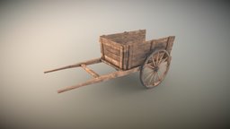 Wooden cart wooden, medieval, blender-3d, substancepainter, substance, low-poly, pbr