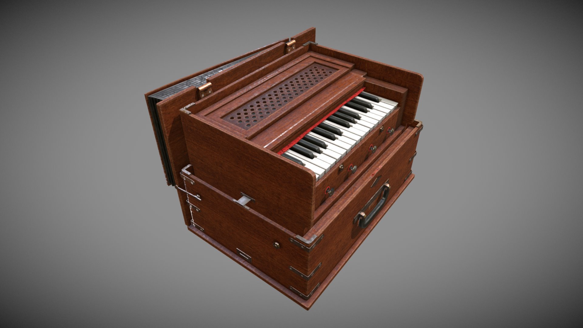 PBR Specular/Glossiness -  One Material 2k PNG - Indian Harmonium - Buy Royalty Free 3D model by Francesco Coldesina (@topfrank2013) 3d model