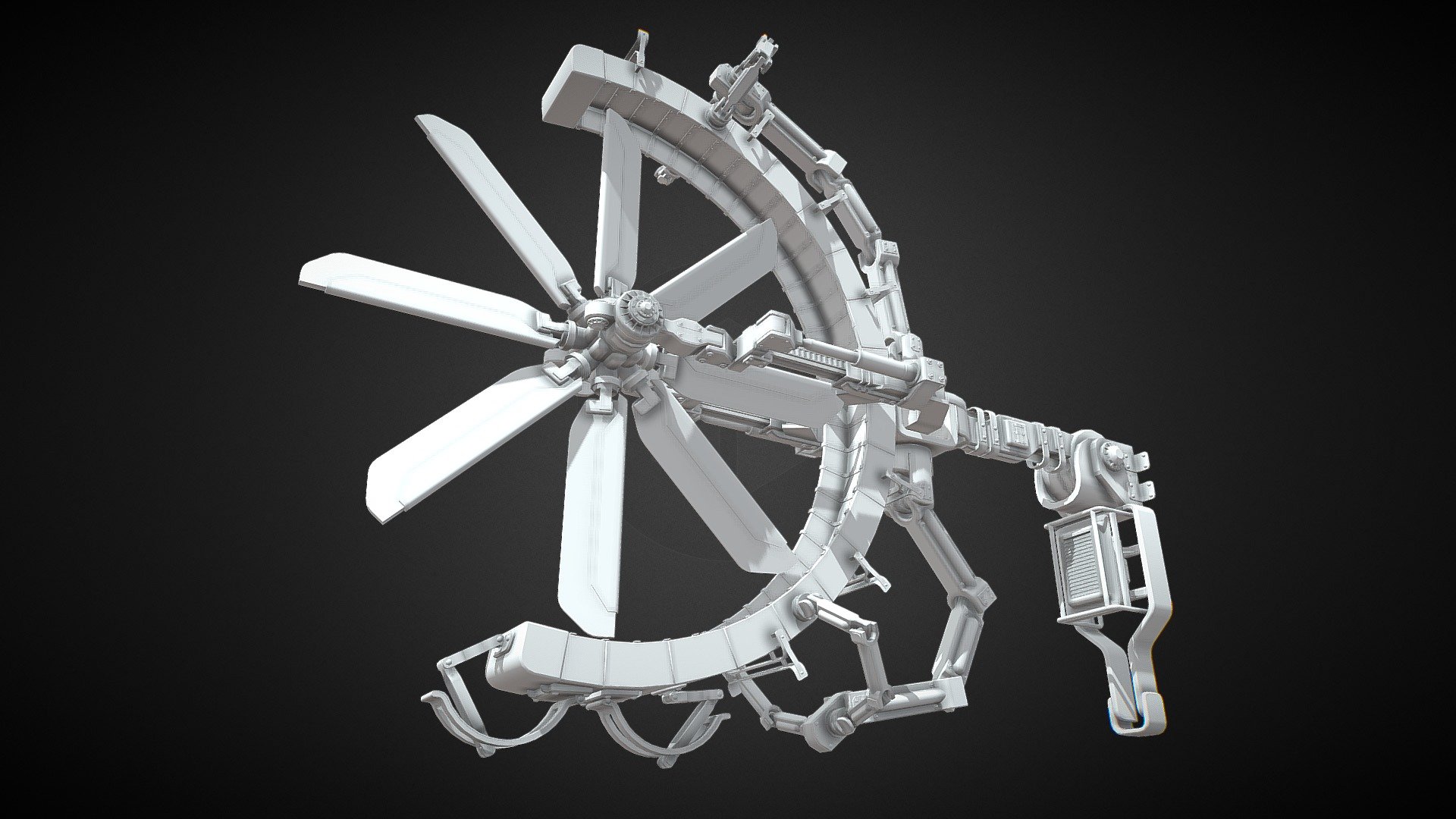 Cyberpunk style wind turbine.

An ancient method to generate renewable energy.
This model was designed to be rigged, but I never found the time to do it, know that it is possible 3d model