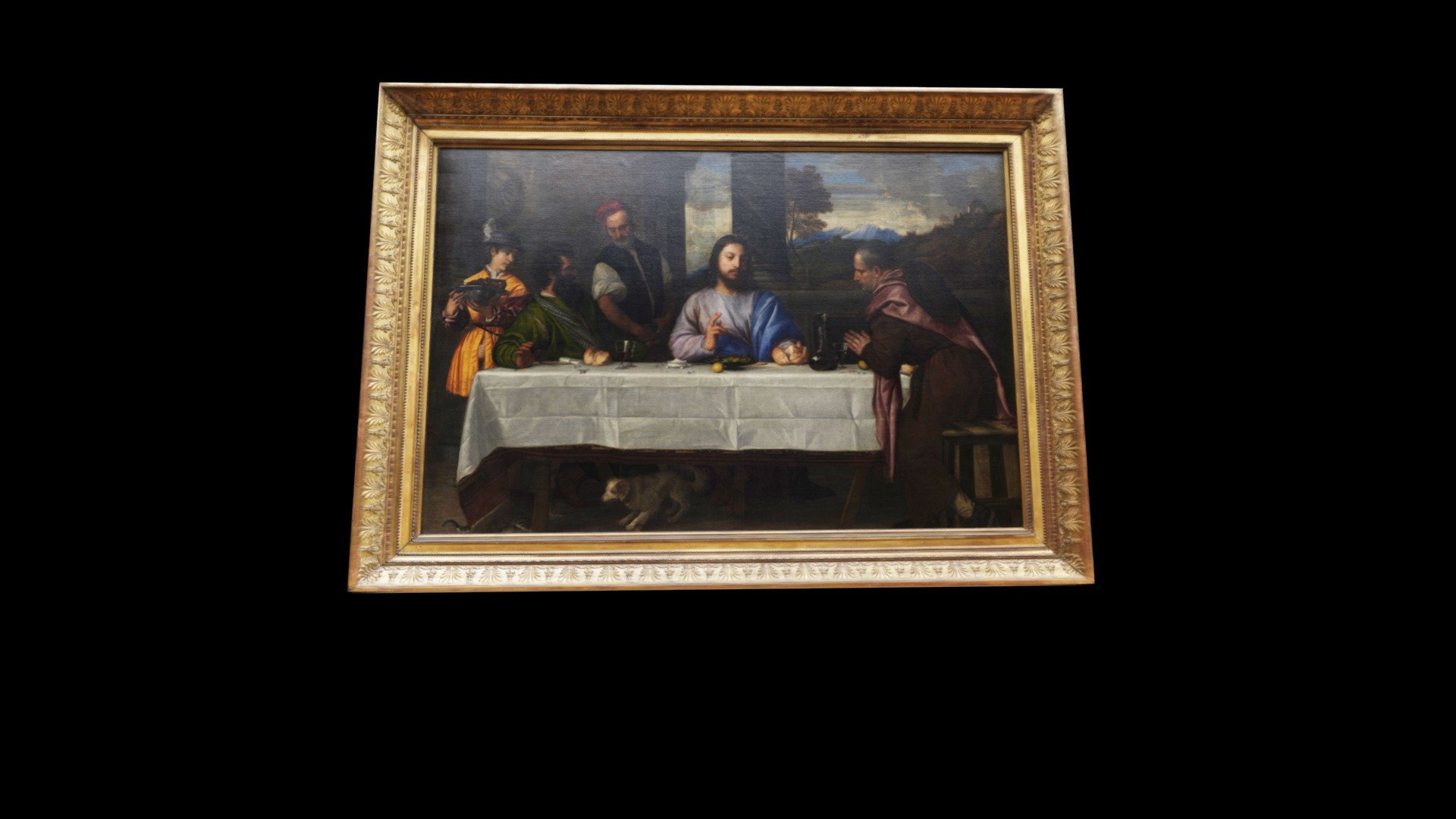 Titien: the pilgrims at Emmaus, Louvre Museum, oil on canvas, about 1534. Size : 169 x 244 cm
 Louvre Museum, Paris - Titien: the pilgrims at Emmaus, Louvre Museum - 3D model by godardparis 3d model